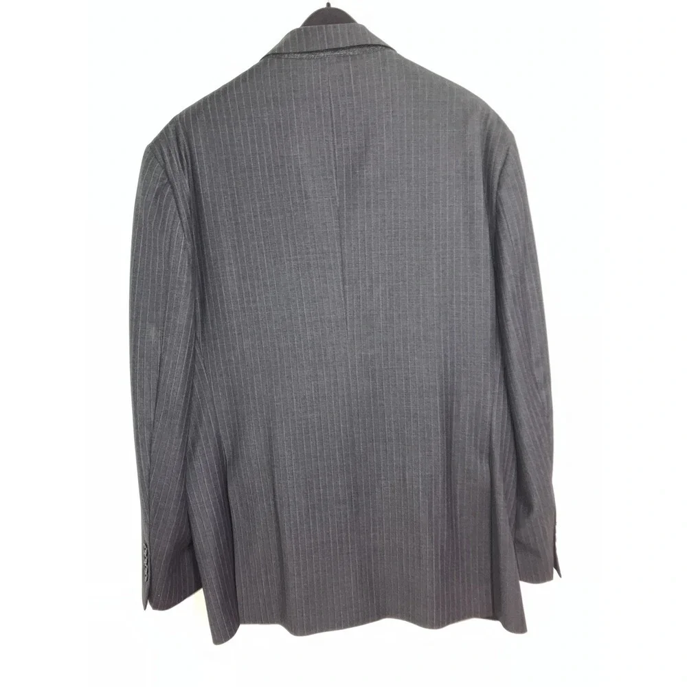 B by Brooks Brothers Mens Blazer 46R Grey Stripe Sport Coat Stretch Wool Classic